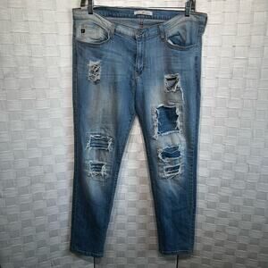 KanCan Womens Estillo Jeans Size 34 Medium Wash Mid Rise Distressed Jeans